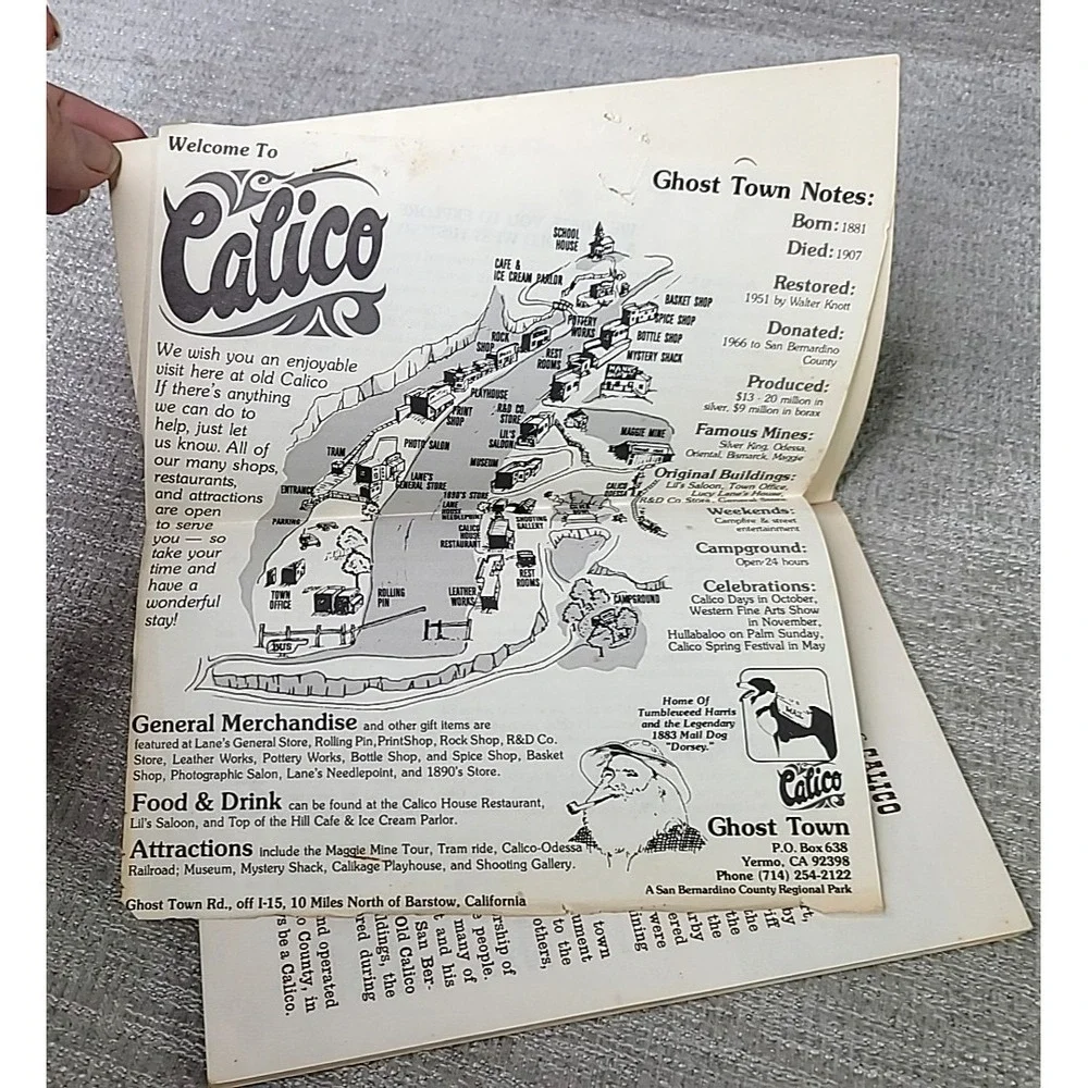 1959 Calico Ghost Town Booklet w MAP So‎ Cal Camp Barstow Knott's Berry Farm